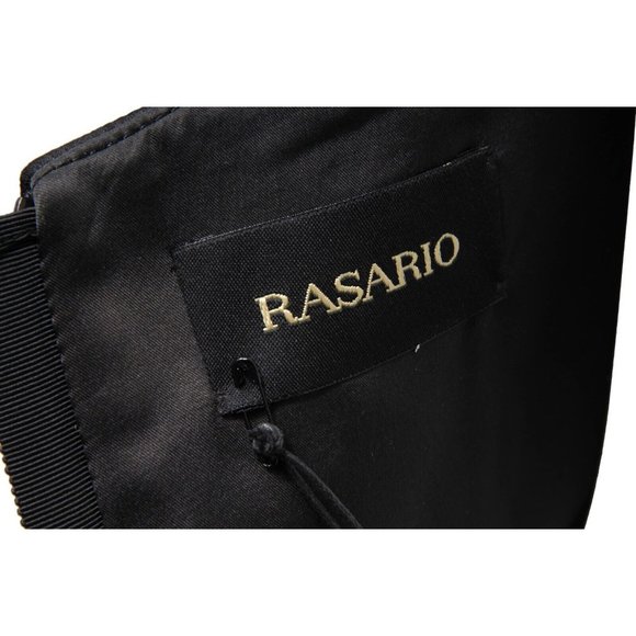 Rasario Corset Long Maxi Dress IT 42 Black Satin Strapless Front Split - Picture 5 of 10